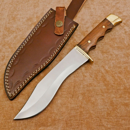 Handmade D2 Steel Full Tang Bowie Knife – 12-Inch Hunting Blade with Brass Guard