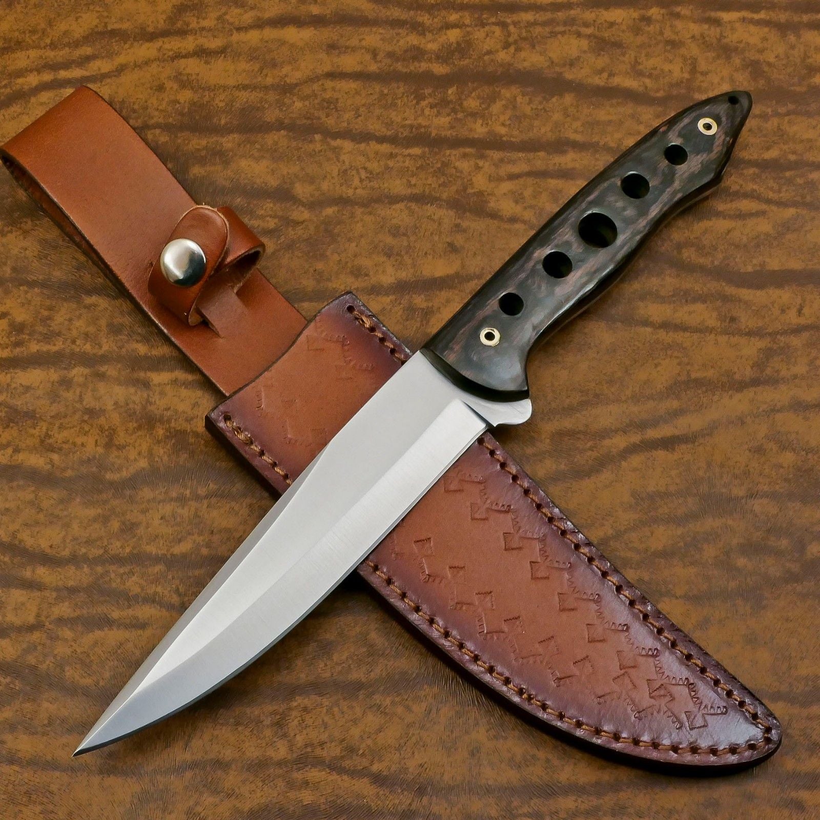Handmade D2 Steel Full Tang Bowie Knife | 12" Hunting & Camping Blade