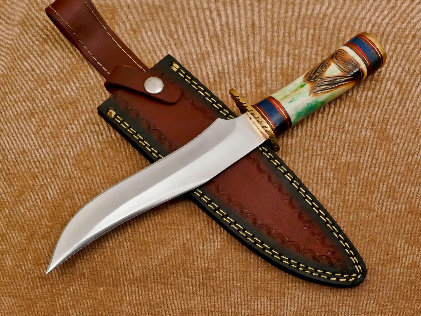 Handmade D2 Steel Full Tang Bowie Knife 13" Best Bowie Knife With Bone Handle
