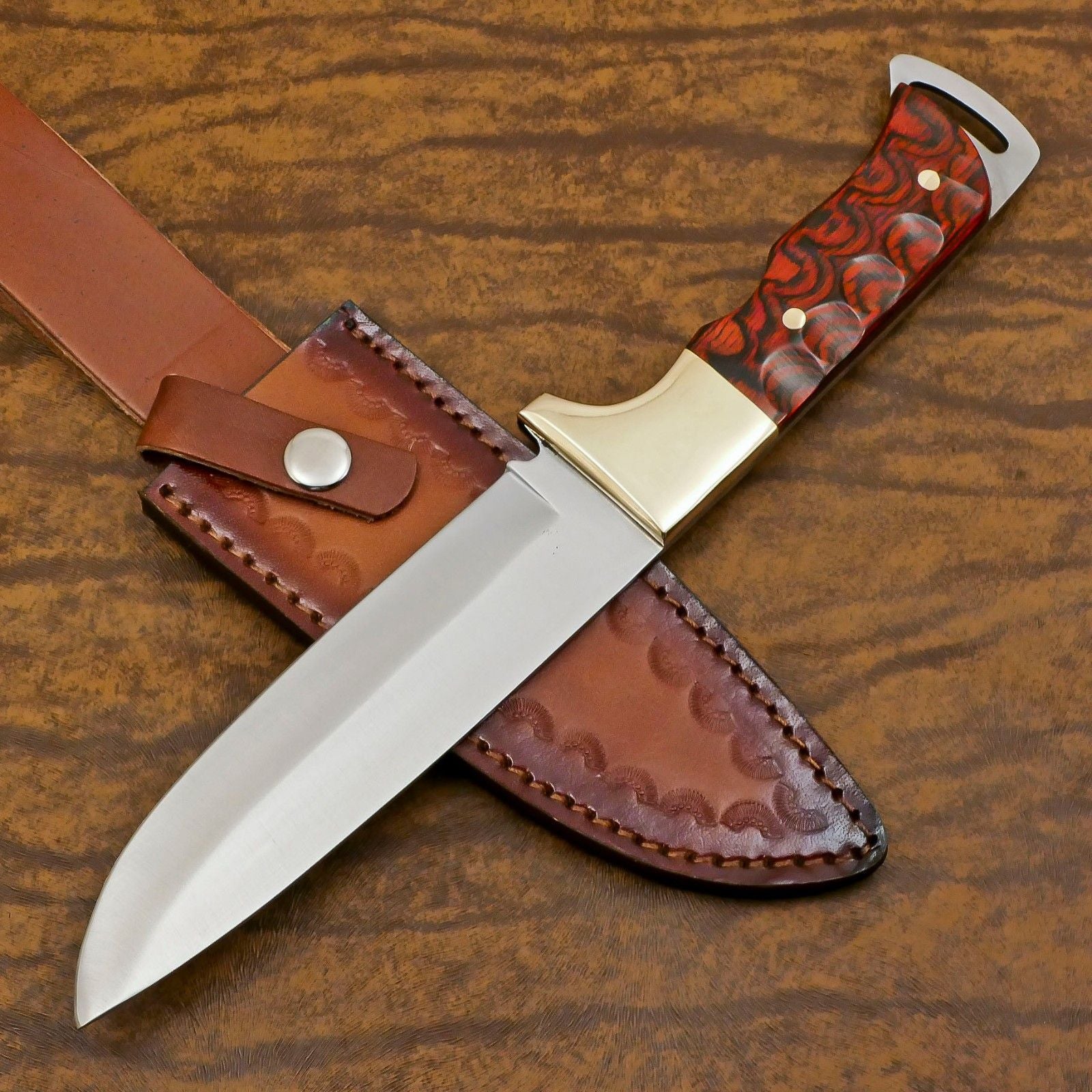Handmade D2 Steel Full Tang Bowie Knife 13" Best Bowie Knife for Hunting  With Wood Handle
