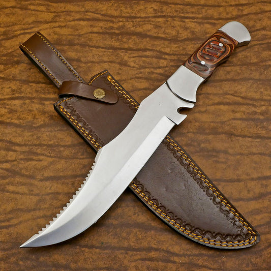 Handmade D2 Steel Full Tang Bowie Knife 13"Tactical Bowie Knife with Wood Handle