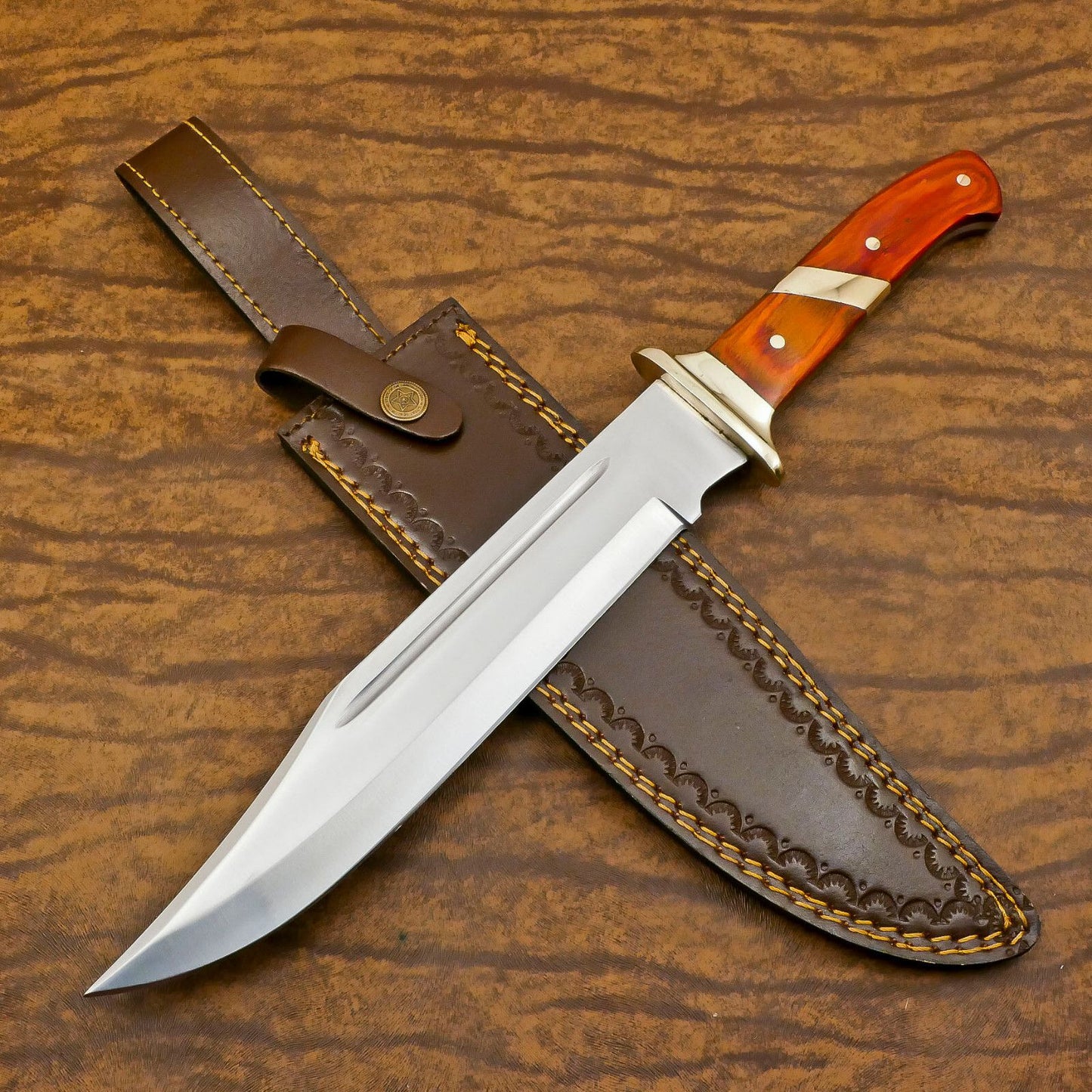 Handmade D2 Steel Full Tang Huge Bowie Knife 13" Best Bowie Knife With Wood Handle