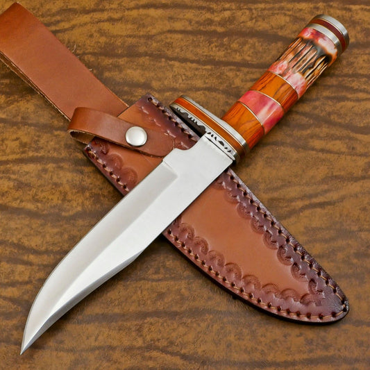 Handmade D2 Steel Hunting Bowie Knife | Outdoor Full Tang Fixed Blade