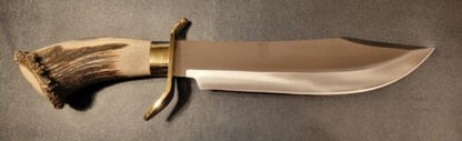 Handmade D2 Steel Hunting Bowie Knife with Stag Crown Handle | Full Tang Outdoor Knife