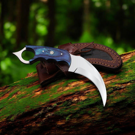 Handmade D2 Steel Karambit Knife 9" Full Tang Fixed Blade Karambit with Pakkawood Handle