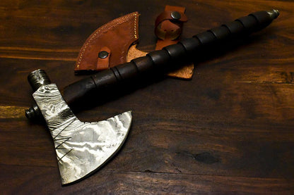 Handmade Damascus Axe Tomahawk Custom Damascus Steel Axe Pipe with Walnut Handle