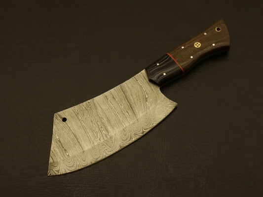 Handmade Damascus Blade Kitchen Full Tang Chef Chopper Knife with Sheath