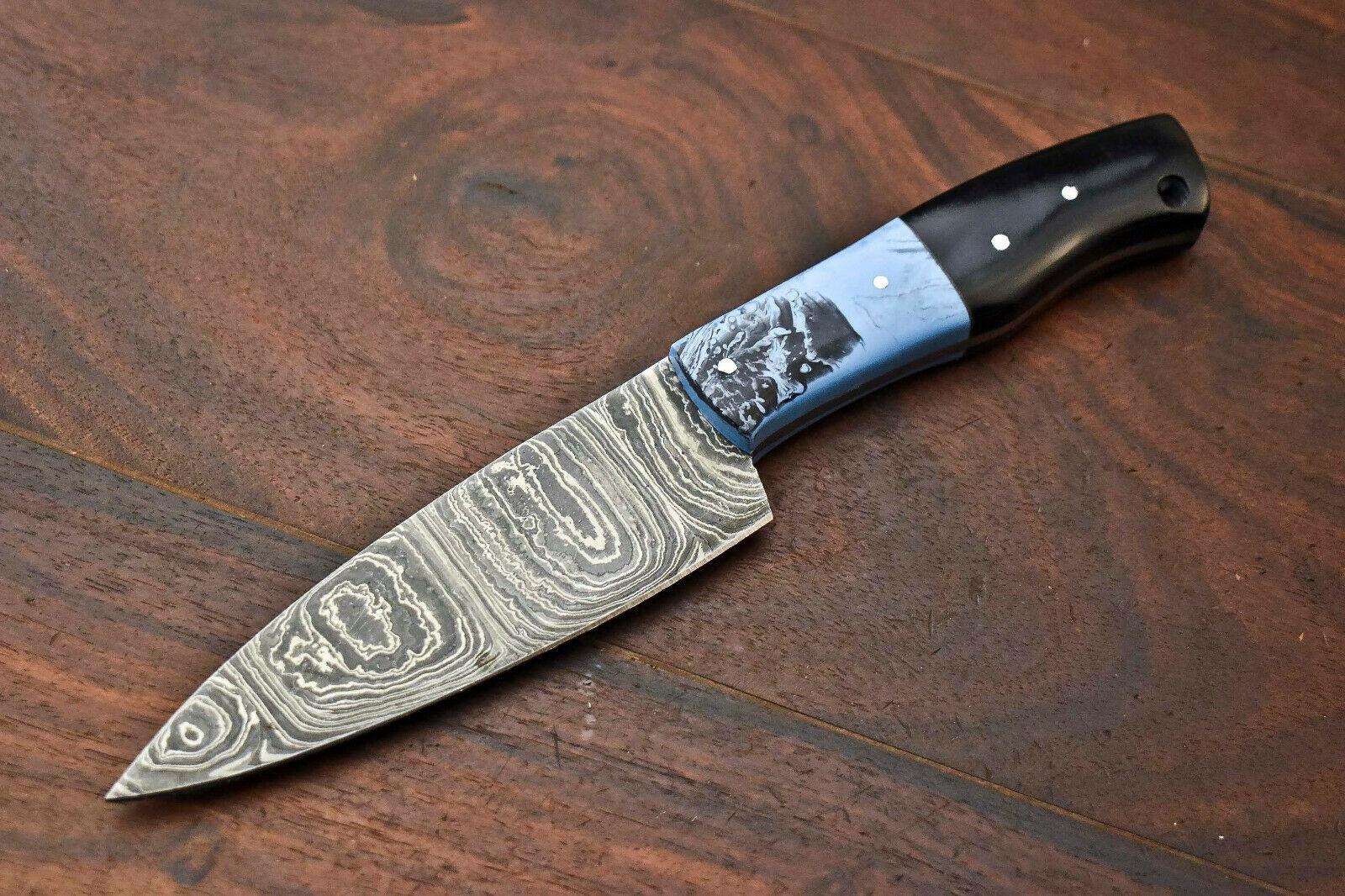 Handmade Damascus Chef Knife Custom Full Tang Damascus Steel Knife with Corian Handle
