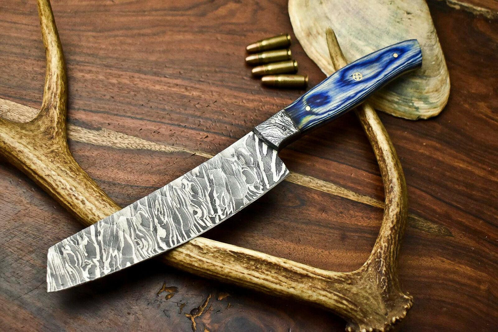 Handmade Damascus Chef Knife Full Tang Damascus Kitchen Knife with Wood Handle