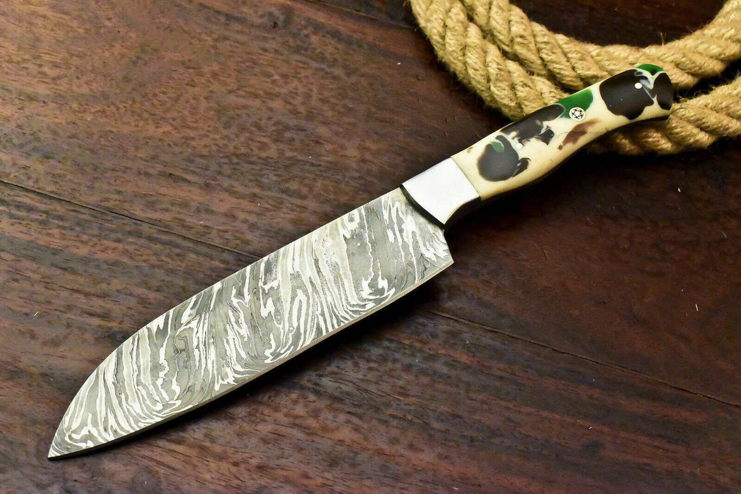 Handmade Damascus Chef Knife Full Tang Damascus Steel Kitchen Knife with Corian Handle