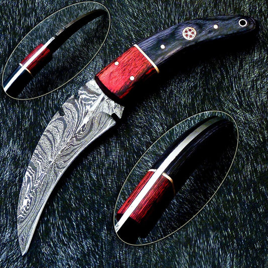 Handmade Damascus Karambit Full Tang Karambit Damascus Steel 8" with Wood Handle