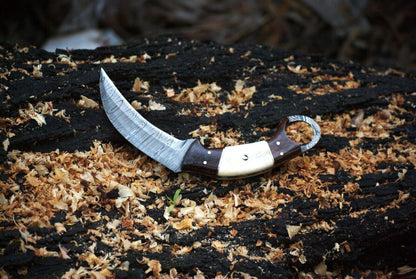 Handmade Damascus Karambit Knife Custom Best Karambit with Leather Sheath