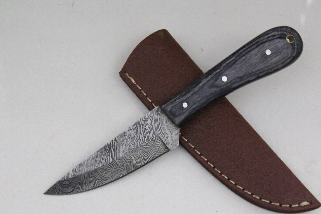 Handmade Damascus Skinner Knife PakkaWood Handle Custom Fixed Blade