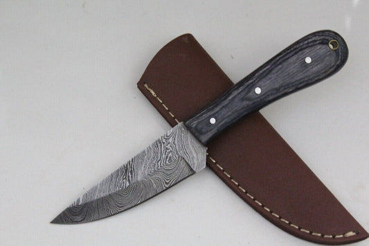 Handmade Damascus Skinner Knife PakkaWood Handle Custom Fixed Blade