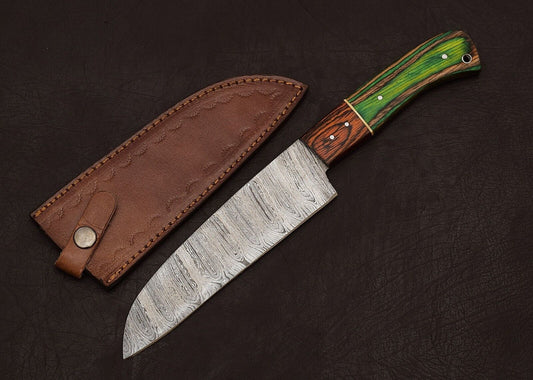 Handmade Damascus Steel 12" Chef Knife | Outdoor Hunting & Kitchen Knife with Pakka Wood Handle