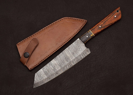 Handmade Damascus Steel 13" Chef Knife | Outdoor Hunting & Kitchen Knife with Pakka Wood Handle