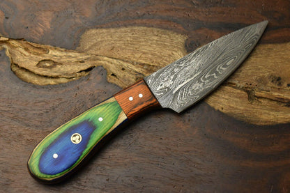 Handmade Damascus Steel Blade Chef Kitchen Knife With Full Tang Hardwood Handle 
