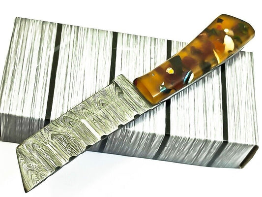 Handmade Damascus Steel Bull Cutter Knife 7" Full Tang Hunting knife with Resin Handle