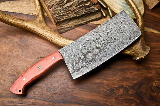 Handmade Damascus Steel Chef Chopper Knife – Custom Forged Kitchen Knife