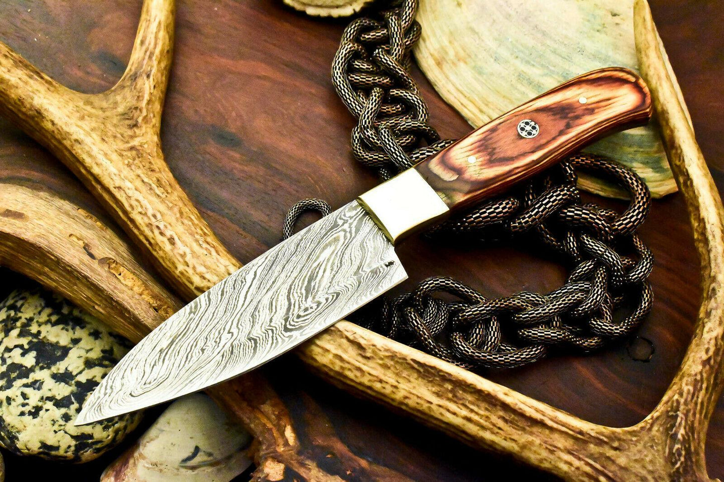 Handmade Damascus Steel Chef Kitchen Full Tang Knife | Hardwood Handle