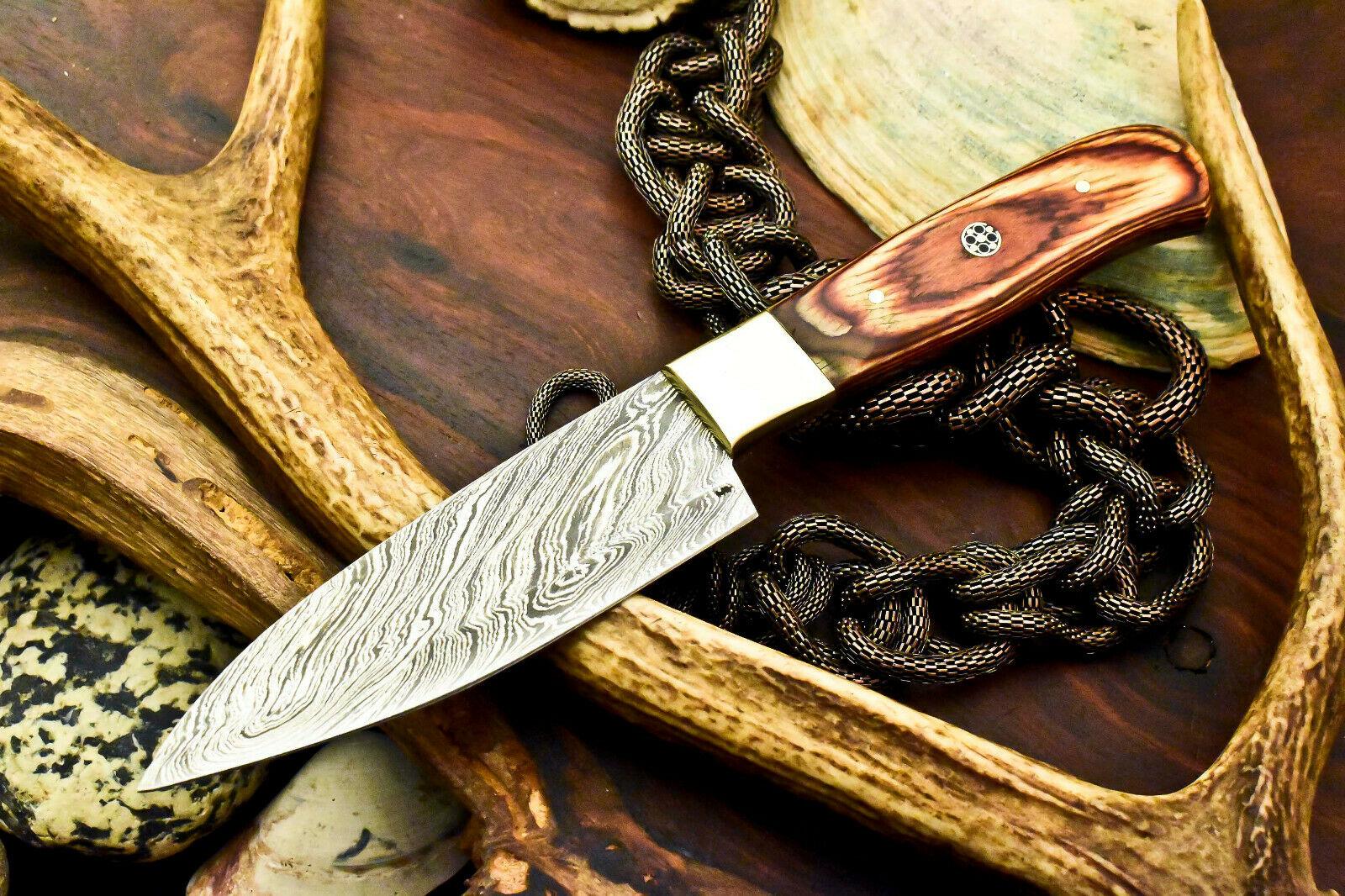 Handmade Damascus Steel Chef Kitchen Full Tang Knife Pakkawood Handle  Custom Chef Knife