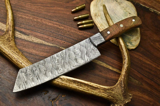 Handmade Damascus Steel Chef Knif Best Damascus Chef Knife with Full Tang Blade Wood Handle