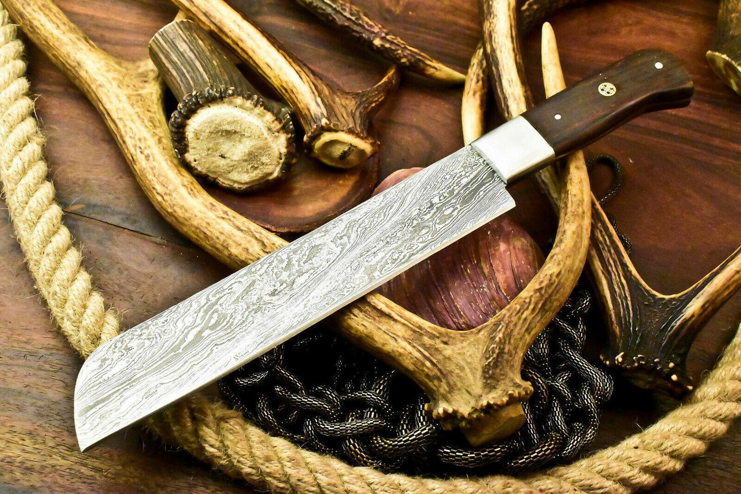  Handmade Damascus Steel Chef Knife 12" Full Tang Damacus knife with Walnut Wood Handle