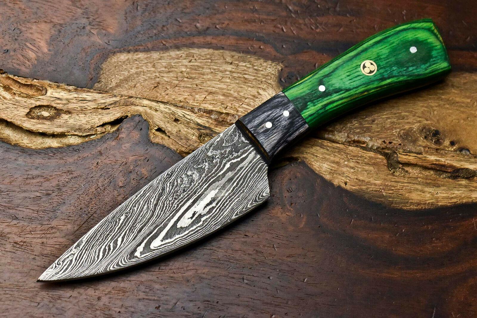 Handmade Damascus Steel Chef Knife 8" Full Tang Kitchen Knife with Wood Handle 