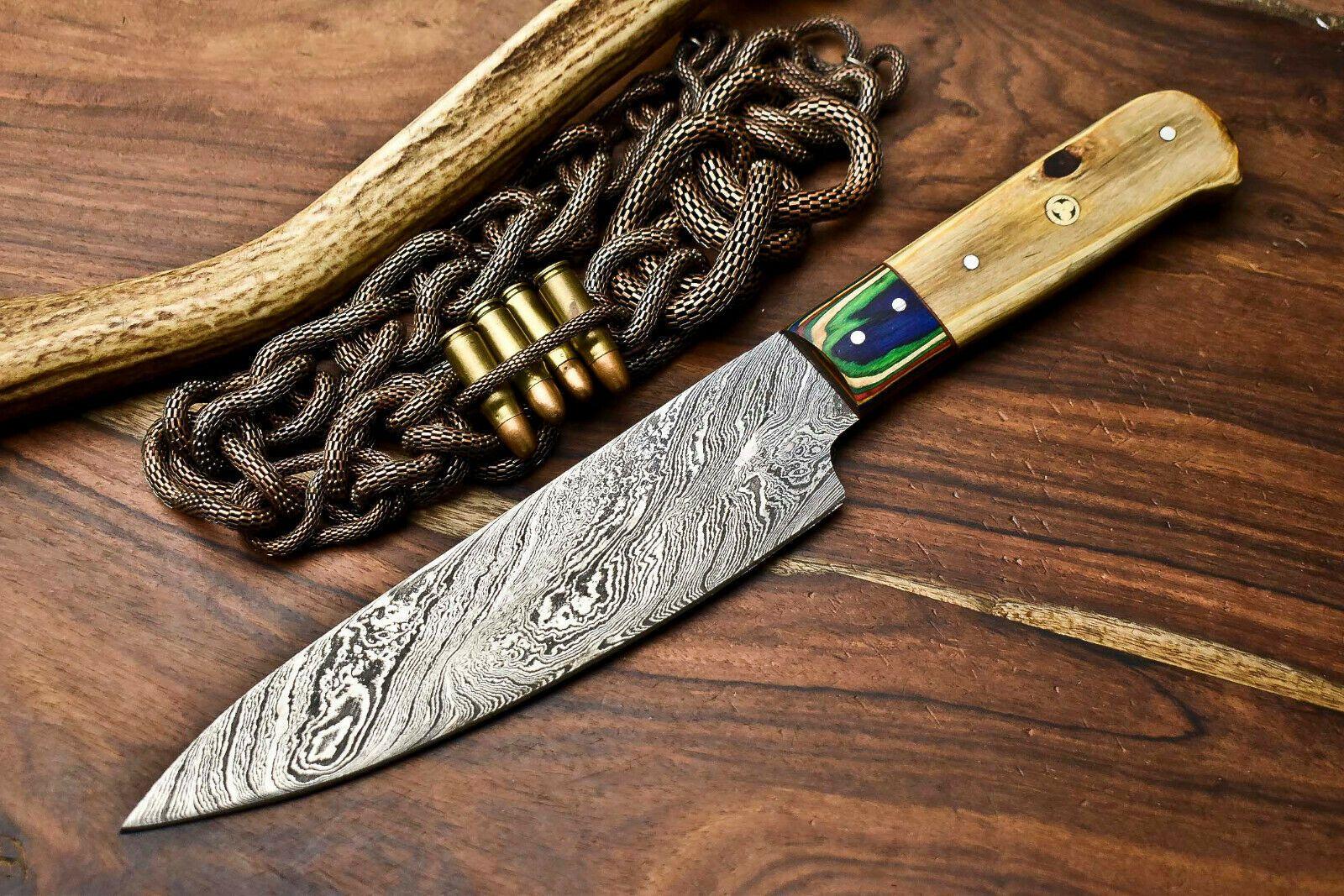 Handmade Damascus Steel Chef Knife Full Tang 12" Professional Kitchen Knife