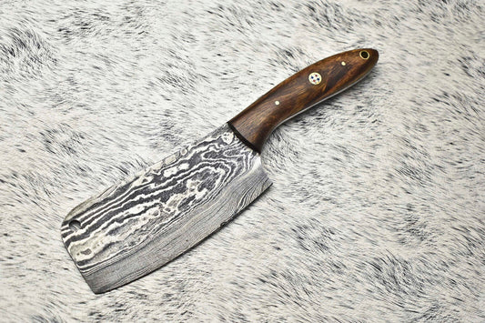 Handmade Damascus Steel Chef Knife – Full Tang Custom Sport Knife with Leather Sheath