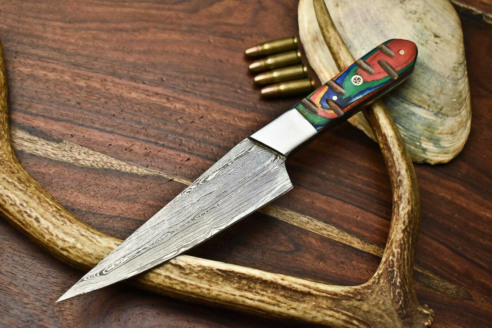 Handmade Damascus Steel Chef Knife Full Tang Damascus Kitchen Knife with Wooden Handle