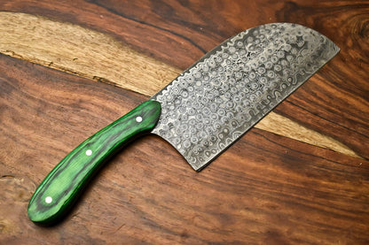Handmade Damascus Steel Chef Knife – Full Tang Kitchen Chopper with Hardwood Handle