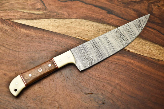 Handmade Damascus Steel Chef Knife – Full Tang Kitchen Knife, Artisan Forged Blade