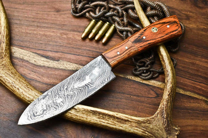 Handmade Damascus Steel Chef Knife Full Tang Kitchen Knife with PakkaWood Handle