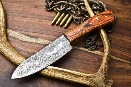 Handmade Damascus Steel Chef Knife Full Tang Kitchen Knife with PakkaWood Handle
