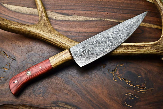 Handmade Damascus Steel Chef Knife Full Tang Kitchen Knife with Wood Handle