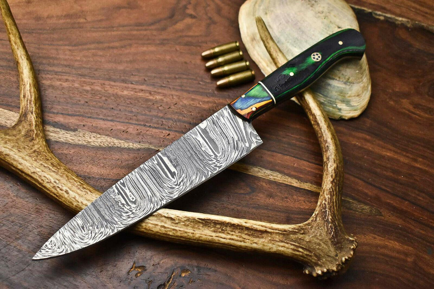 Handmade Damascus Steel Chef Knife – Full Tang, Unique 384-Layer Blade, Kitchen Knife