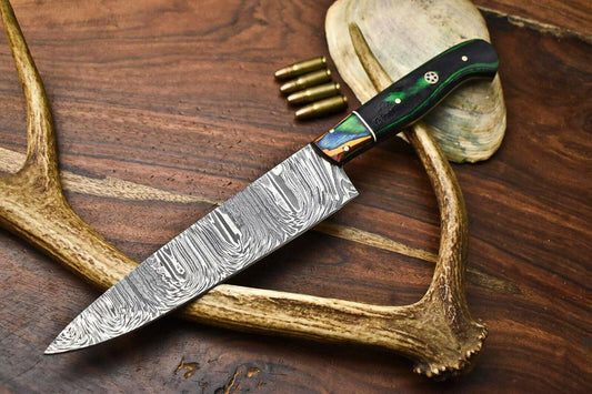 Handmade Damascus Steel Chef Knife – Full Tang, Unique 384-Layer Blade, Kitchen Knife