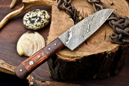 Handmade Damascus Steel Chef Knife  Kitchen Chopper with Hardwood Handle  12" Damascus Chef Knife