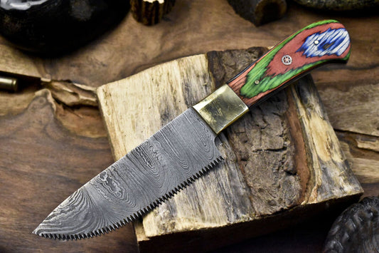 Handmade Damascus Steel Chef Knife With Hardwood Handle and  Brass Bolster 