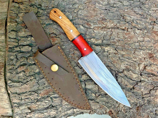 Handmade Damascus Steel Cutting Chopping Cooking Kitchen Chef Knife with Sheath