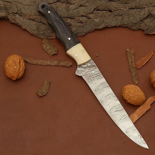 Handmade Damascus Steel Filet Knife Kitchen Knife With Wood Handle