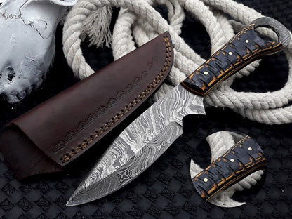Handmade Damascus Steel Fixed Blade Chef & Hunting Knife – Skinning & Kitchen Tool