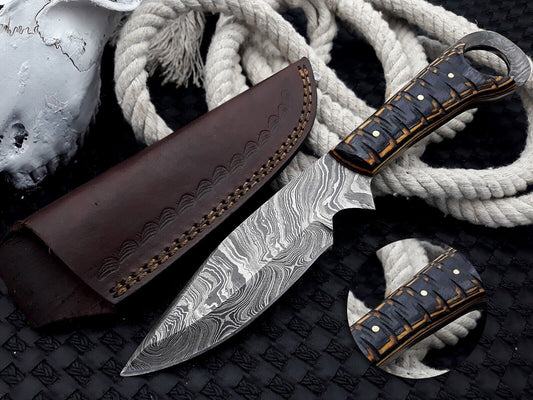 Handmade Damascus Steel Fixed Blade Chef & Hunting Knife – Skinning & Kitchen Tool