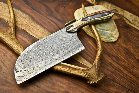 Handmade Damascus Steel Full Tang Chef Chopper Knife | 12" Kitchen Knife with Hardwood Handle