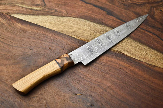Handmade Damascus Steel Full Tang Chef Knife – Custom Forged Blade