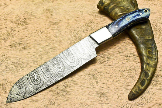Handmade Damascus Steel Hunting Chef Knife – Hard Wood Handle, 13.4"
