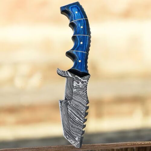 Handmade Damascus Steel Hunting Tracker Fixed Blade Survival Bushcraft Knife