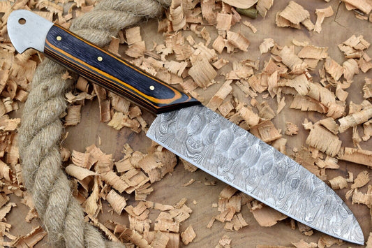  Handmade Damascus Steel Kitchen Chef Knife | 11" Forged Blade with Black & Orange Dollar Thappa Handle