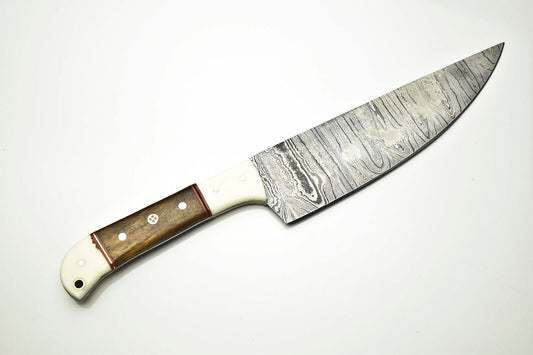Handmade Damascus Steel Kitchen Chef Knife – Full Tang, 384 Layer Hammered Blade